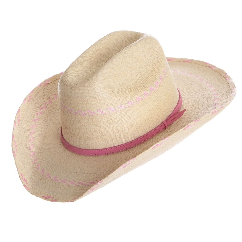 Straw Atwood Cowboy Hat with Pink Trim